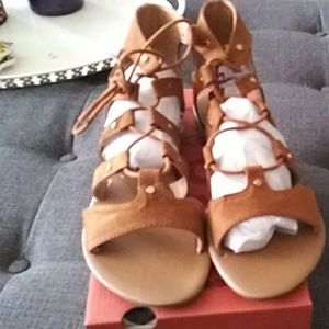 Suede lace up sandals